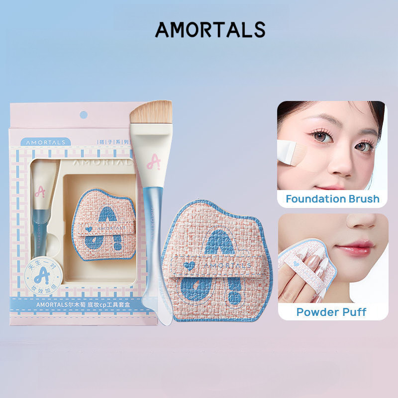 amortals powder foundation brush set box air cushion powder foundation cp not easy to eat powder lightweight and makeup foundation brush recommend beginner makeup tools shopee philippines