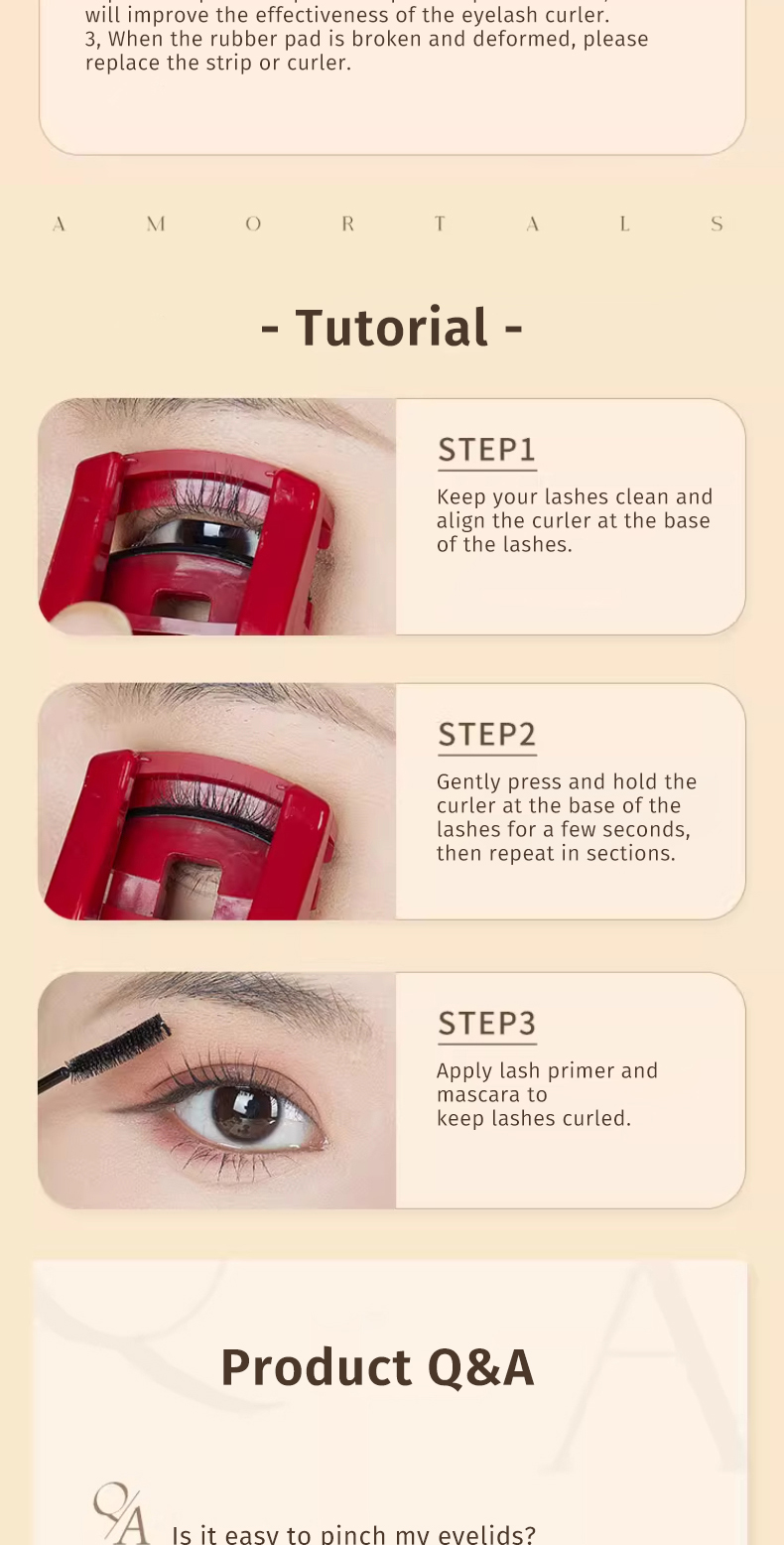 amortals portable eyelash curler mini sized, long lasting curl, strong hold, easy to use shopee philippines