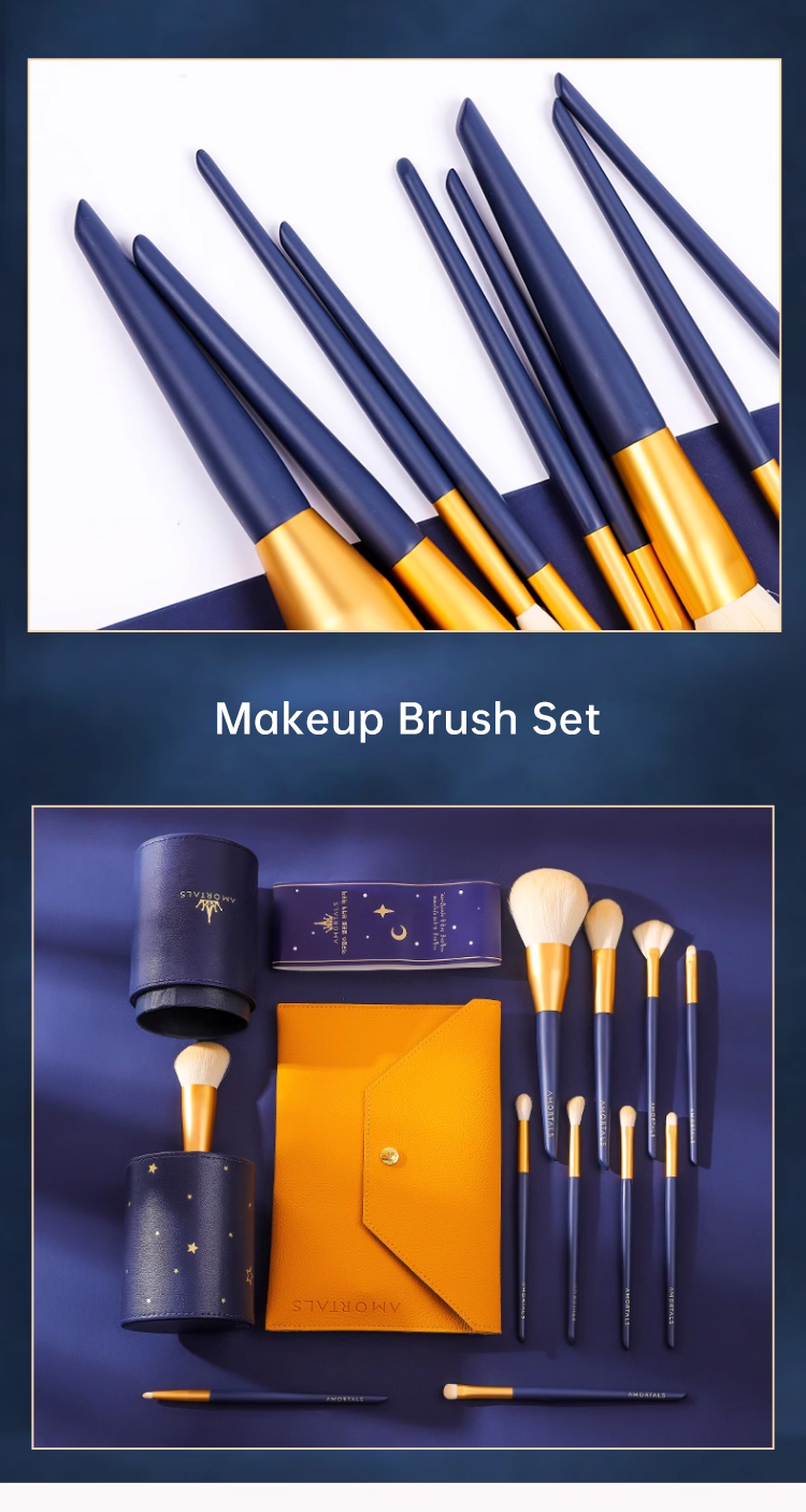 amortals korea star beats makeup brush set 12pcs ( with storage holder + storage pouch) shopee philippines